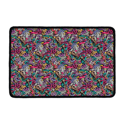 Abstract Music Pattern Print Kitchen Mat