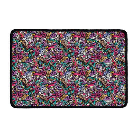 Abstract Music Pattern Print Kitchen Mat