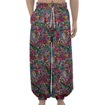 Abstract Music Pattern Print Lantern Pants