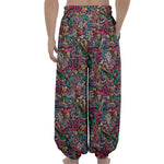 Abstract Music Pattern Print Lantern Pants