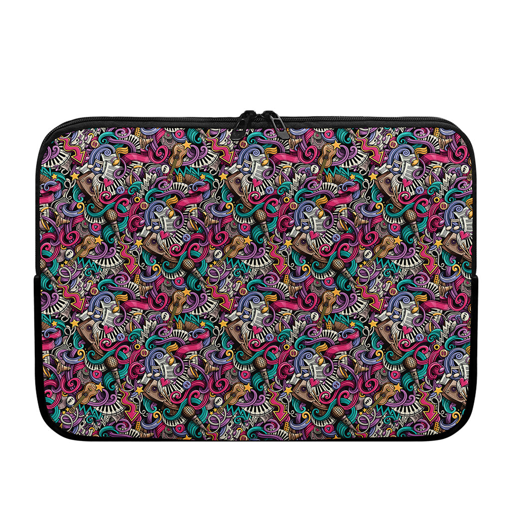 Abstract Music Pattern Print Laptop Sleeve