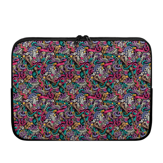 Abstract Music Pattern Print Laptop Sleeve