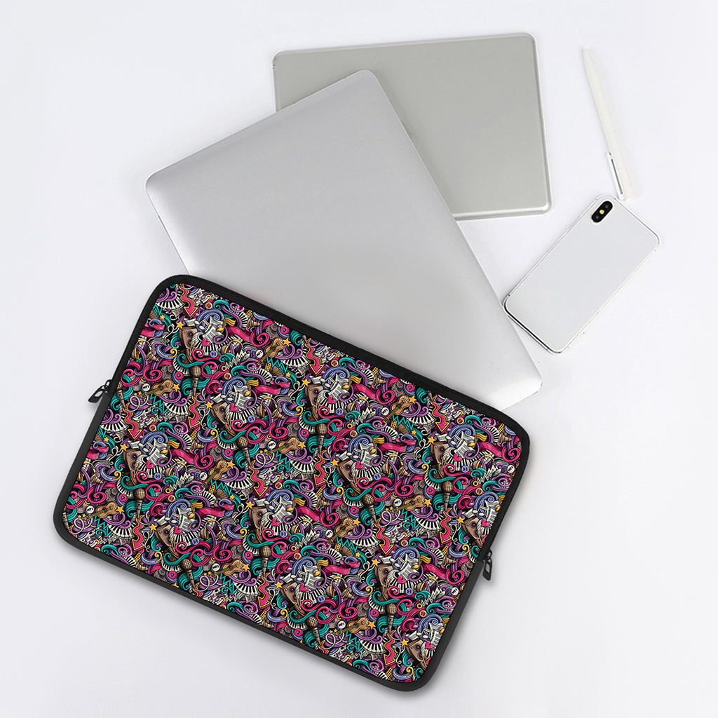 Abstract Music Pattern Print Laptop Sleeve