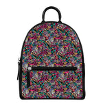 Abstract Music Pattern Print Leather Backpack