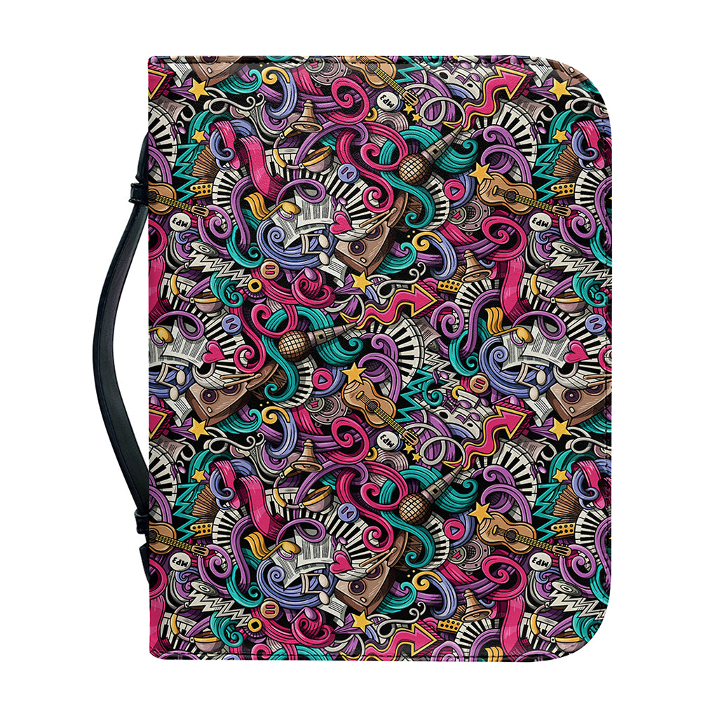 Abstract Music Pattern Print Leather Bible Cover