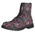 Abstract Music Pattern Print Lace-Up Boots