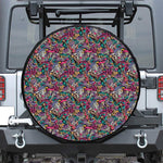 Abstract Music Pattern Print Leather Spare Tire Cover