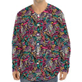 Abstract Music Pattern Print Long Sleeve Baseball Jersey
