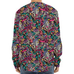 Abstract Music Pattern Print Long Sleeve Baseball Jersey