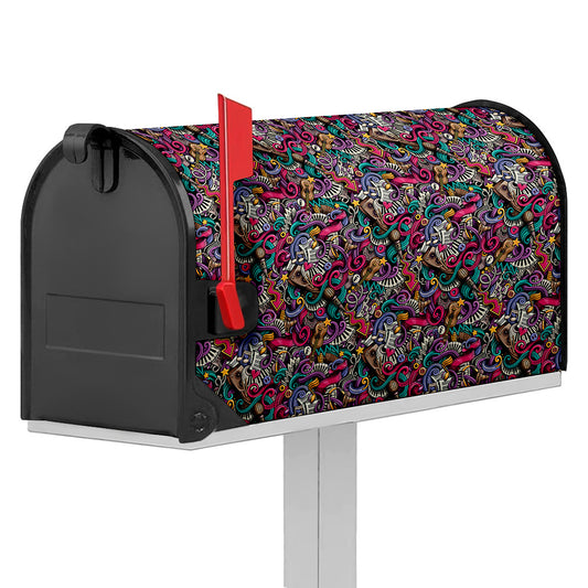 Abstract Music Pattern Print Mailbox Cover