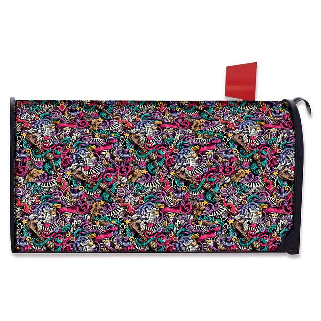Abstract Music Pattern Print Mailbox Cover