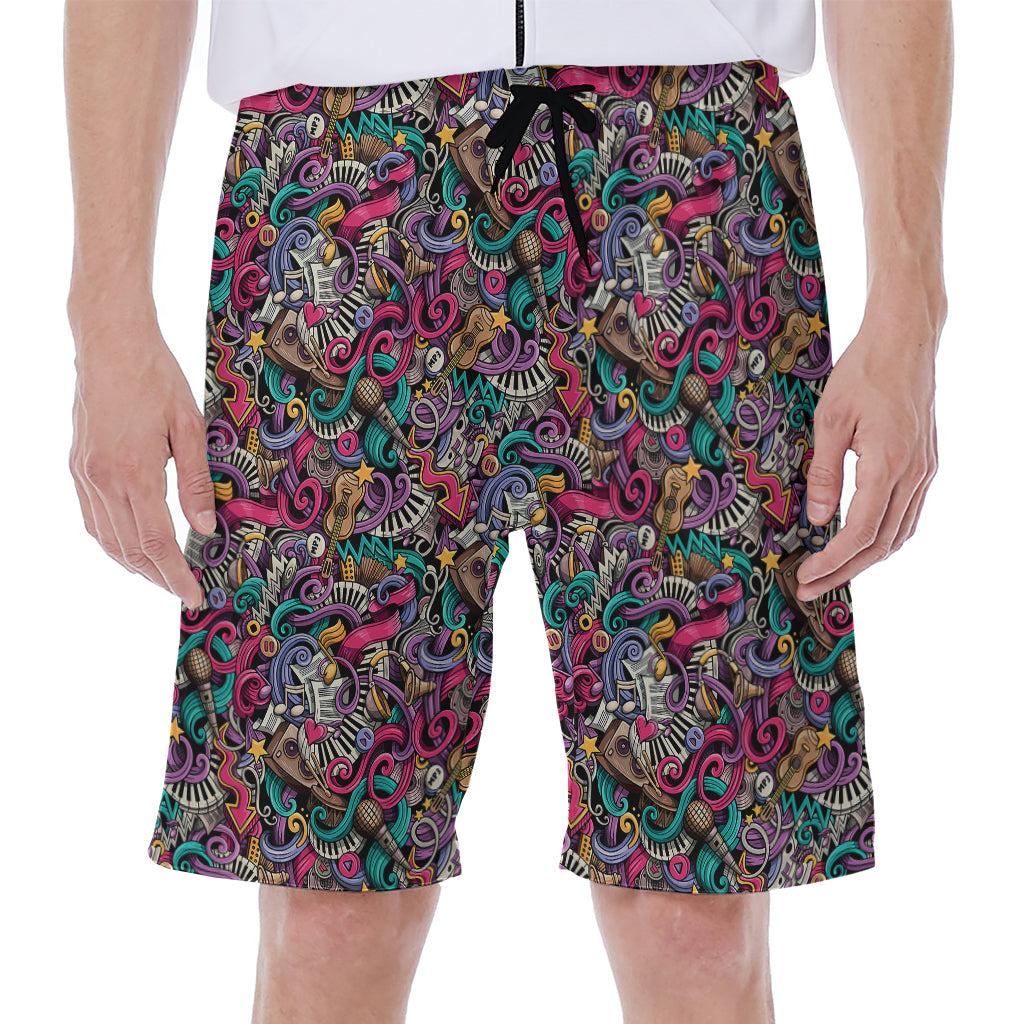 Abstract Music Pattern Print Men's Beach Shorts