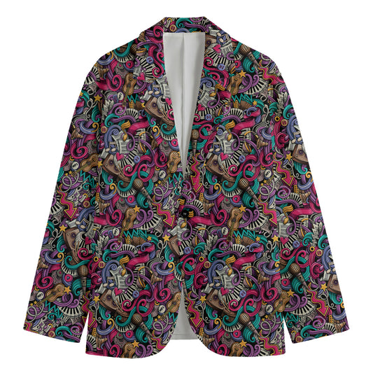 Abstract Music Pattern Print Men's Blazer