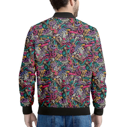 Abstract Music Pattern Print Men's Bomber Jacket