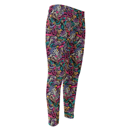 Abstract Music Pattern Print Men's Compression Pants
