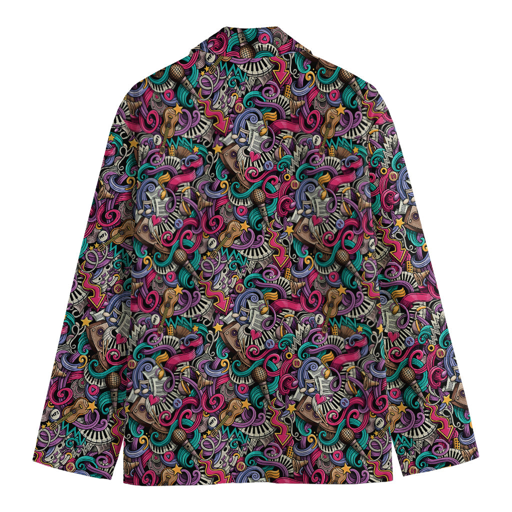 Abstract Music Pattern Print Men's Cotton Blazer