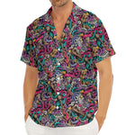 Abstract Music Pattern Print Men's Deep V-Neck Shirt