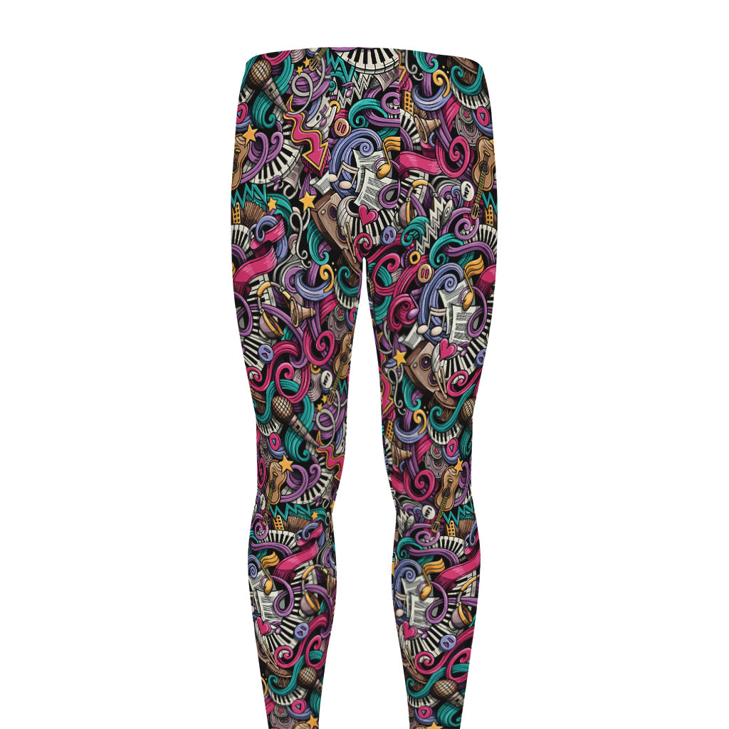 Abstract Music Pattern Print Men's leggings