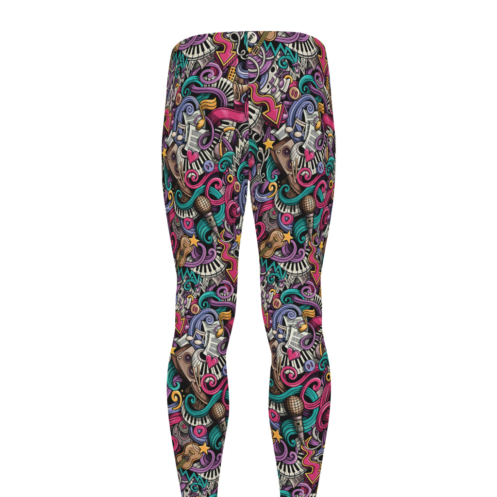 Abstract Music Pattern Print Men's leggings