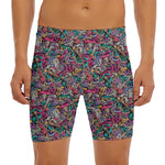 Abstract Music Pattern Print Men's Long Boxer Briefs