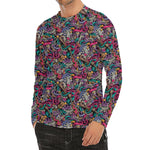 Abstract Music Pattern Print Men's Long Sleeve Rash Guard