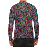 Abstract Music Pattern Print Men's Long Sleeve Rash Guard