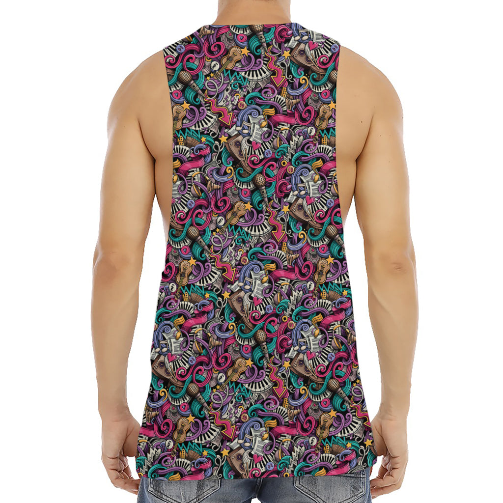 Abstract Music Pattern Print Men's Muscle Tank Top