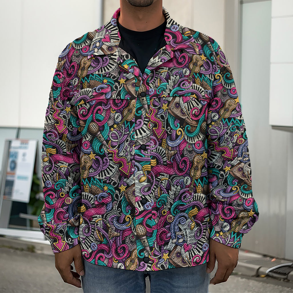 Abstract Music Pattern Print Men's Shirt Jacket