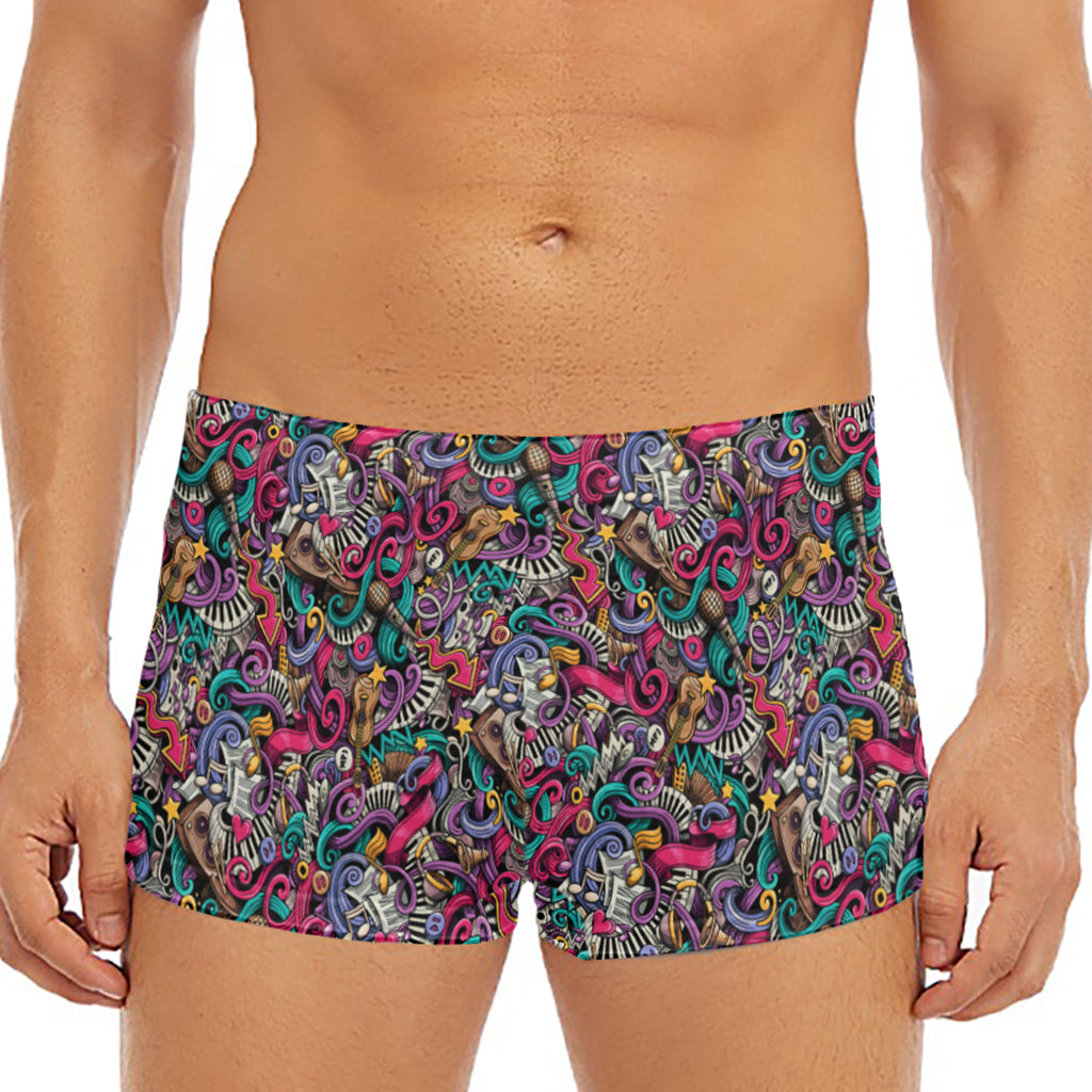 Abstract Music Pattern Print Men's Short Boxer Briefs