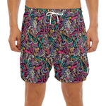 Abstract Music Pattern Print Men's Split Running Shorts