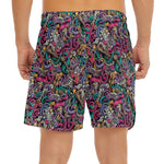 Abstract Music Pattern Print Men's Split Running Shorts