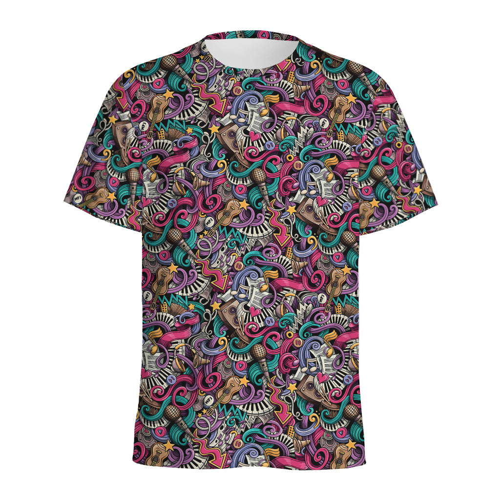 Abstract Music Pattern Print Men's Sports T-Shirt