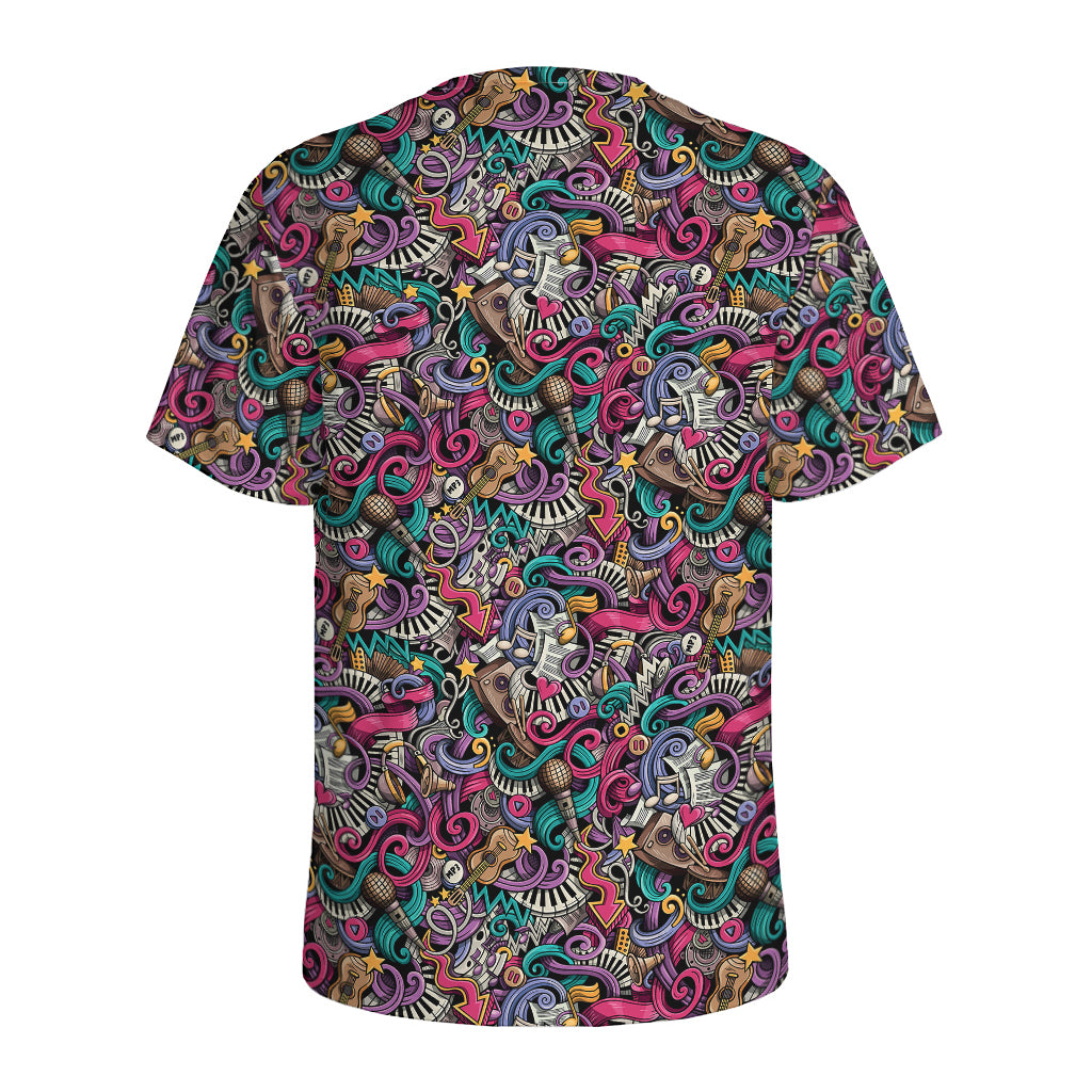 Abstract Music Pattern Print Men's Sports T-Shirt