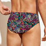 Abstract Music Pattern Print Men's Swim Briefs
