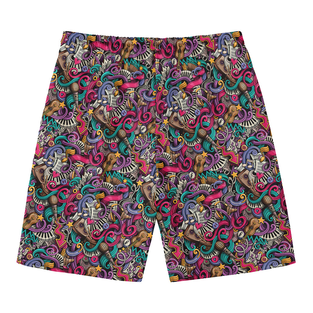 Abstract Music Pattern Print Men's Swim Trunks