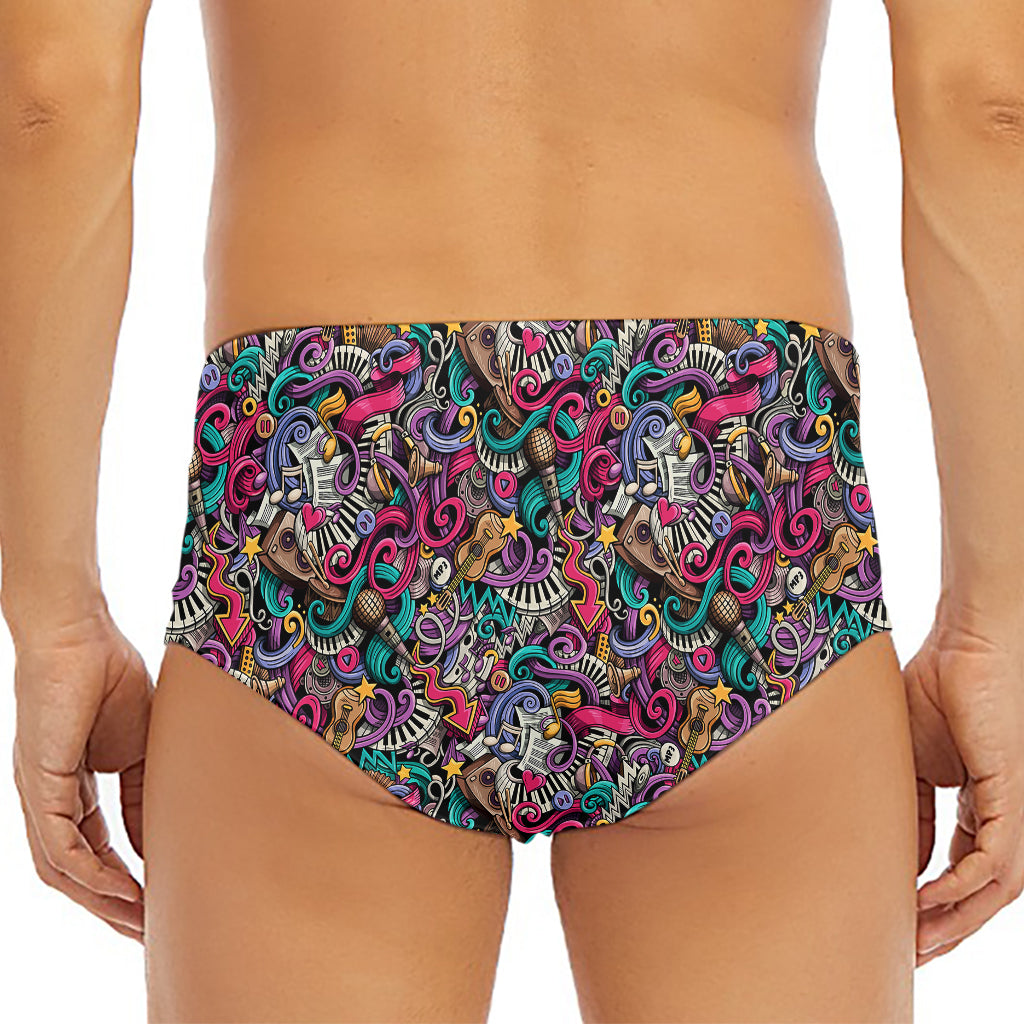 Abstract Music Pattern Print Men's Triangle Swim Briefs