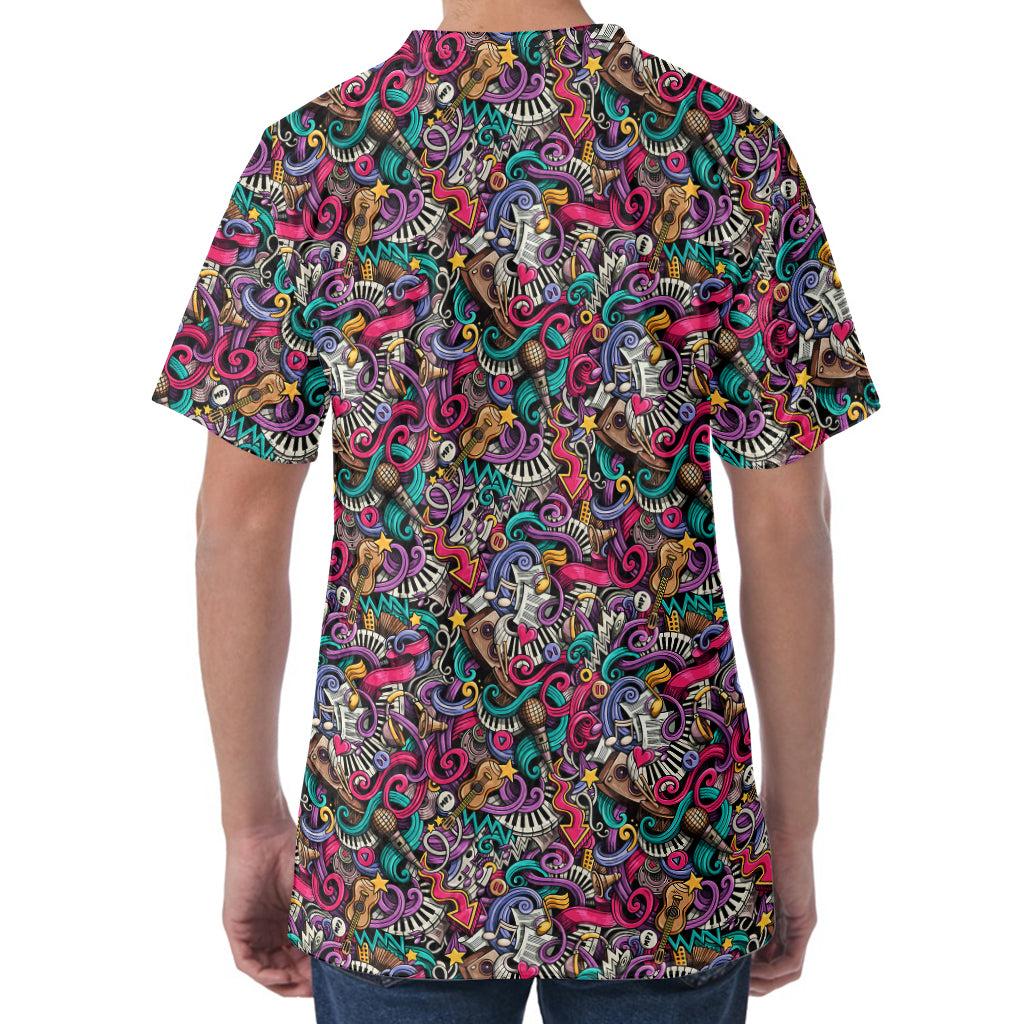 Abstract Music Pattern Print Men's Velvet T-Shirt