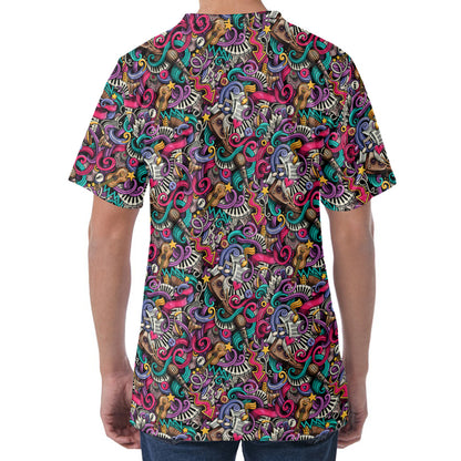 Abstract Music Pattern Print Men's Velvet T-Shirt