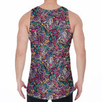 Abstract Music Pattern Print Men's Velvet Tank Top