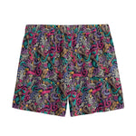Abstract Music Pattern Print Mesh Shorts