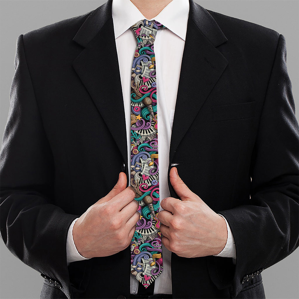 Abstract Music Pattern Print Necktie