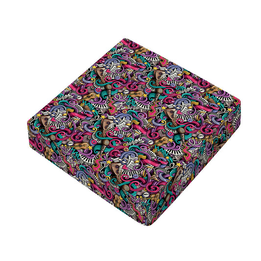 Abstract Music Pattern Print Outdoor Seat Cushion Cover