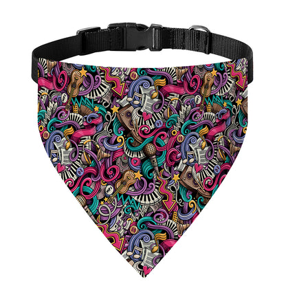 Abstract Music Pattern Print Over The Collar Dog Bandana