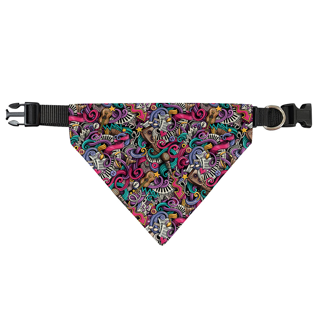 Abstract Music Pattern Print Over The Collar Dog Bandana