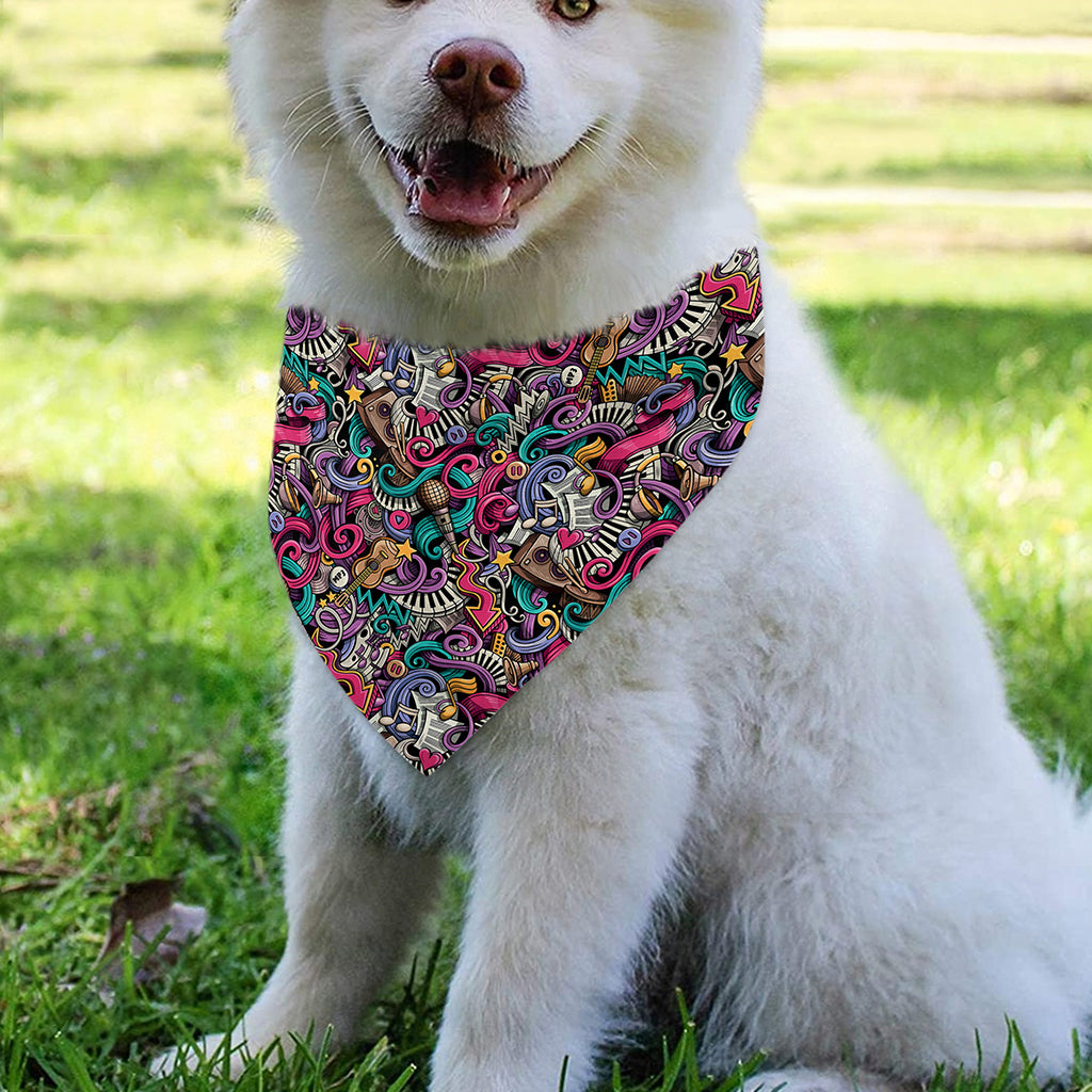 Abstract Music Pattern Print Over The Collar Dog Bandana