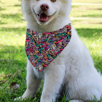 Abstract Music Pattern Print Over The Collar Dog Bandana