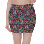 Abstract Music Pattern Print Pencil Mini Skirt
