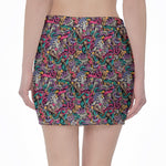 Abstract Music Pattern Print Pencil Mini Skirt