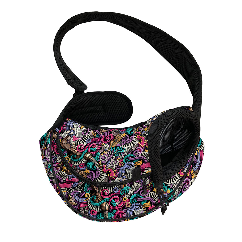 Abstract Music Pattern Print Pet Sling Carrier