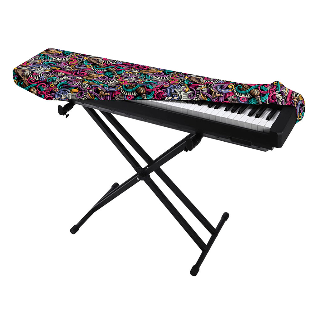 Abstract Music Pattern Print Piano Keyboard Cover